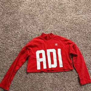 Red AD Long Sleeve Crop Top